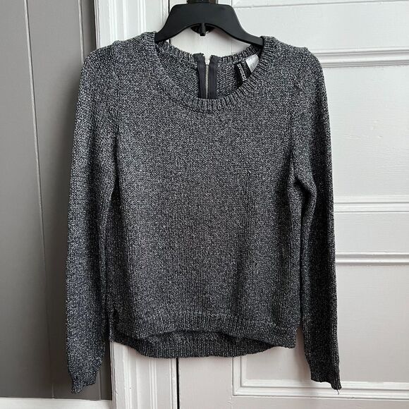 Divided Sweaters - Forever 21 Divided Gray Silver Sparkly Metallic Crew Neck Sweater 4